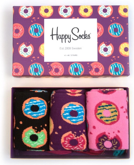 Happy Socks Donut Socks Gift Box (3Pack) Maat 3640