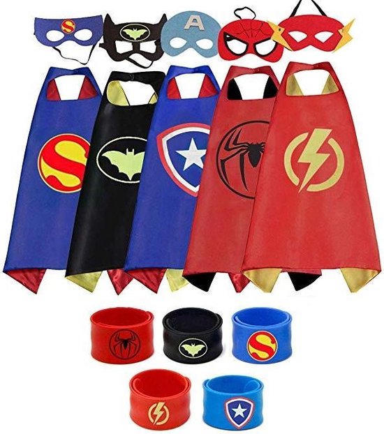 Deluxe Superhelden Verkleed Set - 5 Maskers, 5 Capes en 5 Armbanden -  Kinderfeest | bol.com