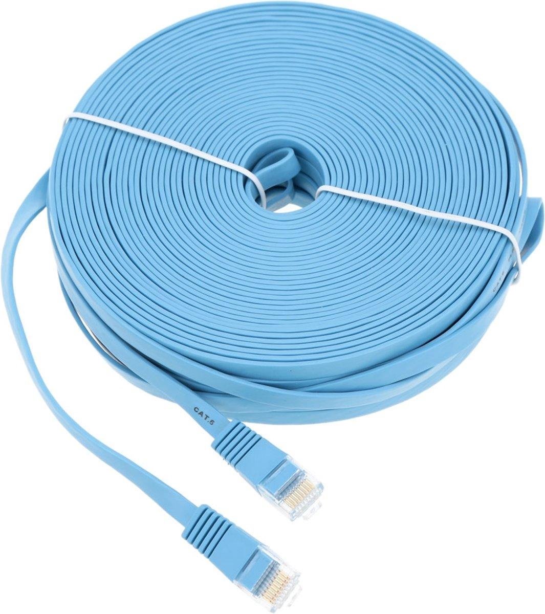 Supersnelle Platte Kabel Cat 6 RJ45 Platte Netwerkkabel - LAN Ethernet Kabel - Wifi Netwerk Verlengkabel - Verlengsnoer - 5 Meter Lang - 1000 Mbps - Blauw - AA Commerce