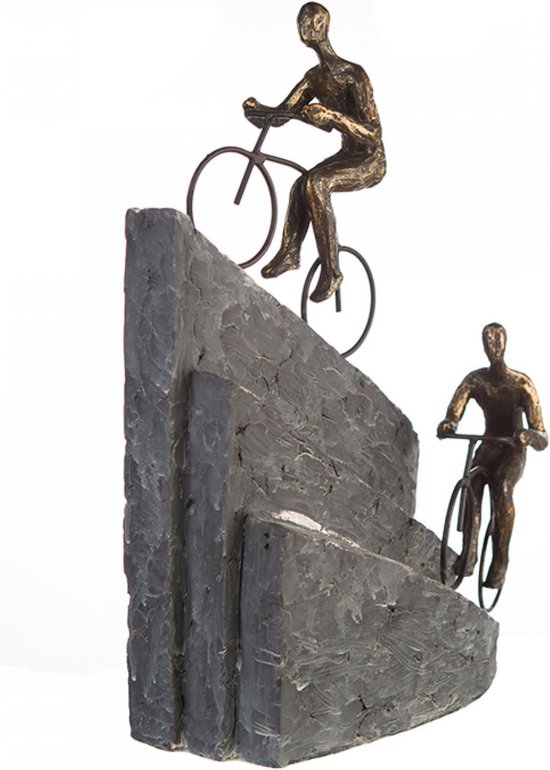 Sculptuur Samen de weg omhoog klimmen beeld brons