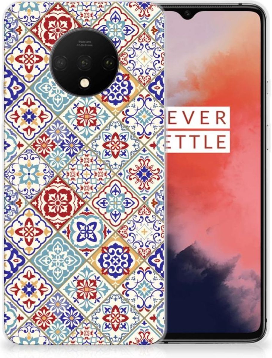 TPU Hoesje voor OnePlus 7T TPU Siliconen Hoesje Tiles Color