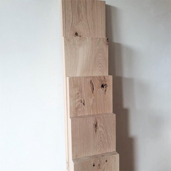 GoudmetHout Massief Eiken Wandplank - Wandrek - 80x20 cm - Industriële Plankdragers - Staal - Mat Zwart