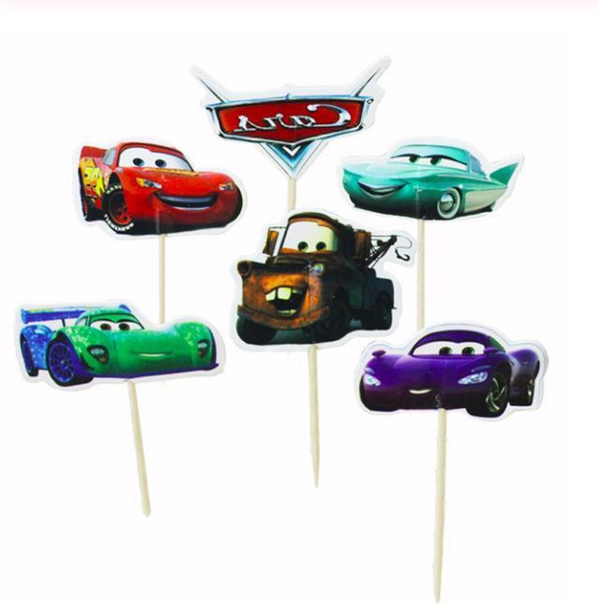 ProductGoods - 24 x Leuke Cars cocktailprikkers | Verjaardag | Sateprikkers | Traktatie | Feest | Cake topper decoratie | Prikkers
