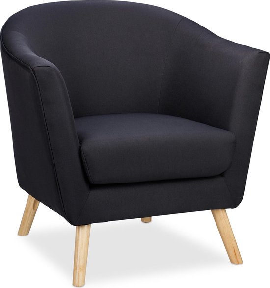 Uitgelezene bol.com | relaxdays fauteuil zwart - armstoel - houten poten HH-72