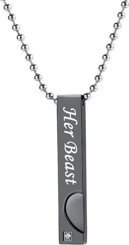 Valentijn Cadeautje voor Hem en Haar - His Beauty & Her Beast Hartjes Ketting Set - Speciale Valentijnsdag Cadeautjes verpakking | Kettingen