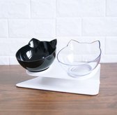 Design katten etensbak - en drinkbak dinerset zwart/wit