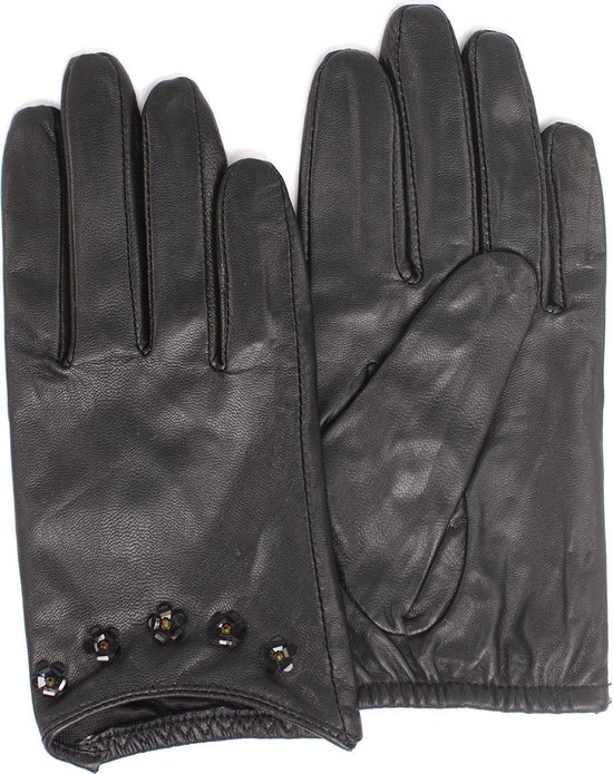 Zwarte dames handschoenen - Leren handschoenen - Halve handschoenen - Handschoenen met... | bol.com