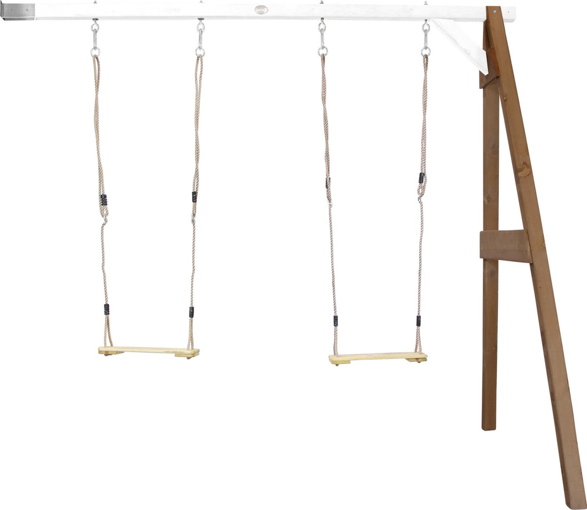 Axi Dubbele Schommel Van Hout In Wit & Bruin Schommel Met Muurbevestiging
