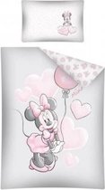 Baby ledikant dekbedovertrek - Minnie Mouse - grijs met rose - 100x135cm - 100% katoen