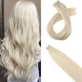 Tape Hair Extensions 50gram 45cm kleur 60 platina blond  100%echt haar beste kwaliteit