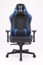 Bol.com GTG GT1 - Gaming stoel - Gaming chair - Luxe ruime en stevige stoel - Zwart Blauw - stalen onderstel - Rug- en nekkussen aanbieding