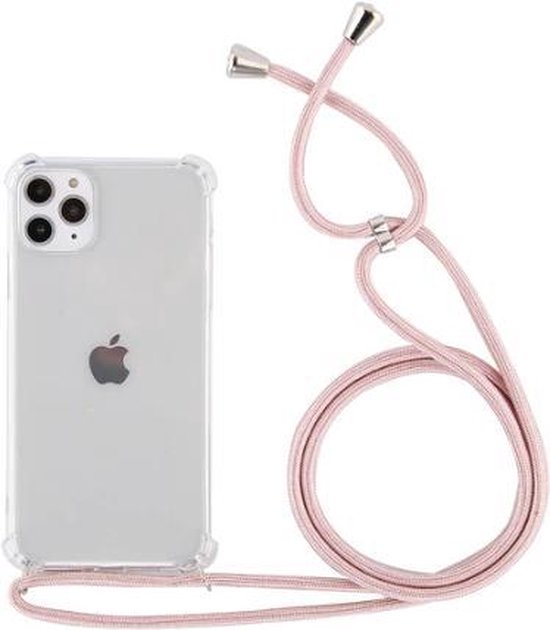 Telefoonhoesje met koord iPhone 6 / 6S hoesje - Rosé goud Koord - Backcover  -... | bol.com