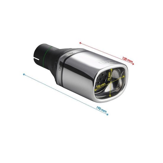 Embout échappement Rond Ø70mm Incliné RS - Longueur 120mm, Montage -50mm, Acier Inoxydable, Pour Personnalisation