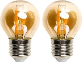 Kogellamp E27 2 stuks | 4W=40W warmwit | 2200K - amber glas