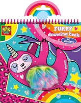 SES - Pluche kleurboek - met zacht regenbooghaar en glitter stickers
