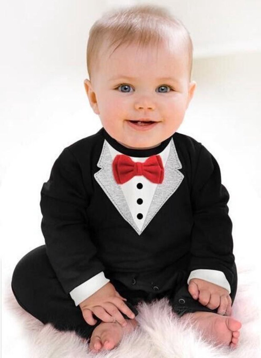 Budino® - Kerst - Baby Onesie - Baby Romper - Baby Pyjama - Baby Pakje - Baby Verkleedkleding - Carnavalskleding - Dier - Zwart - maat 95