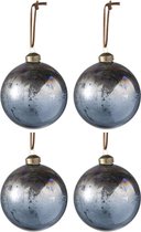 J-Line - Kerstballen glas blauw-bruin 10cm