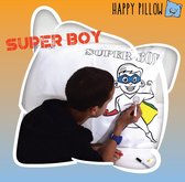 Happy Pillow - Super Boy kleurplaat op kussensloop inclusief textielstiften