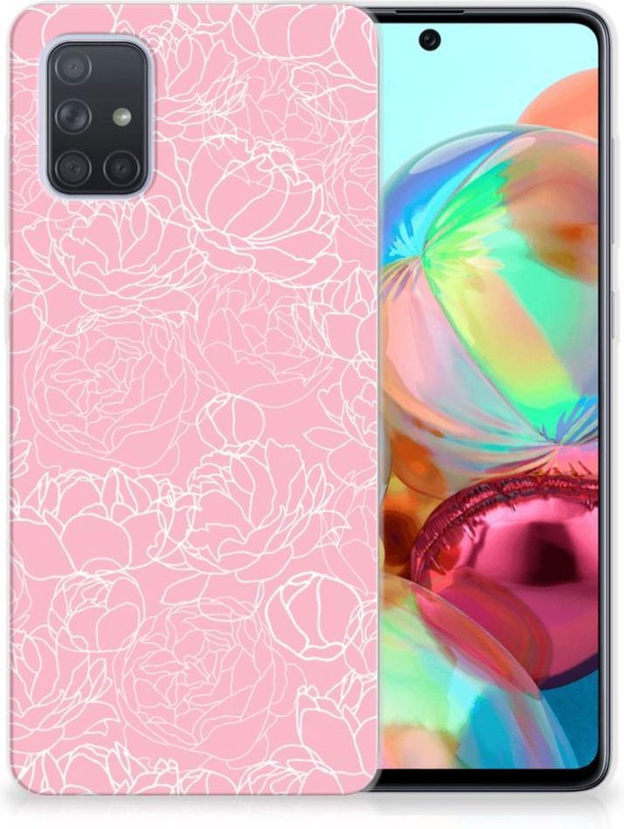 Samsung Galaxy A71 TPU Case White Flowers