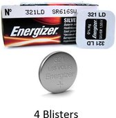 4 stuks (4 blisters a 1 stuk) Energizer Zilver Oxide Knoopcel 321 1.55V