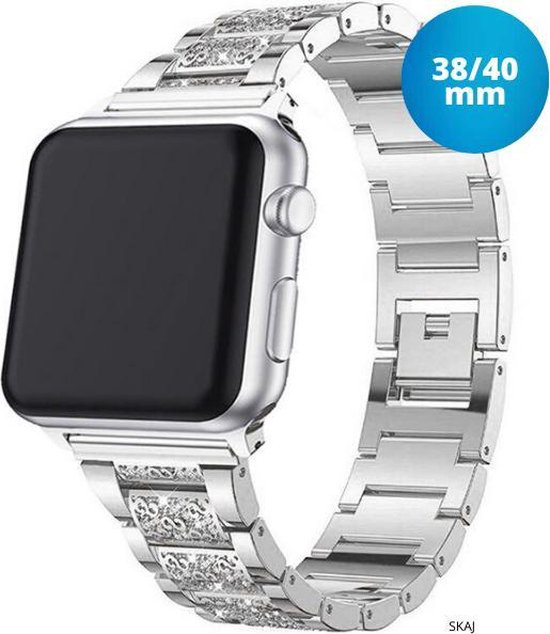 presentatie beha prijs Apple Watch Bandje 38 mm Staal - Zilver - Dames - Zirkonia - Druksluiting -  Watch... | bol.com
