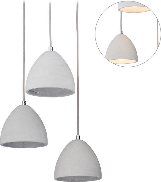 Faculteit zaterdag middelen Relaxdays hanglamp - 3-lichts - beton - pendellamp - eettafel lamp -  plafondlamp - grijs | bol.com