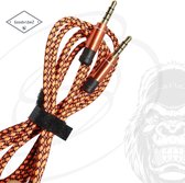 Audio Kabel 3.5mm Jack 1.5M male to male | Verstevigd Nylon Gewoven AUX Koppel/verlengkabel | voor Auto Mobiel MP3-Speler Koptelefoon Speaker Mixer Headset | Oranje