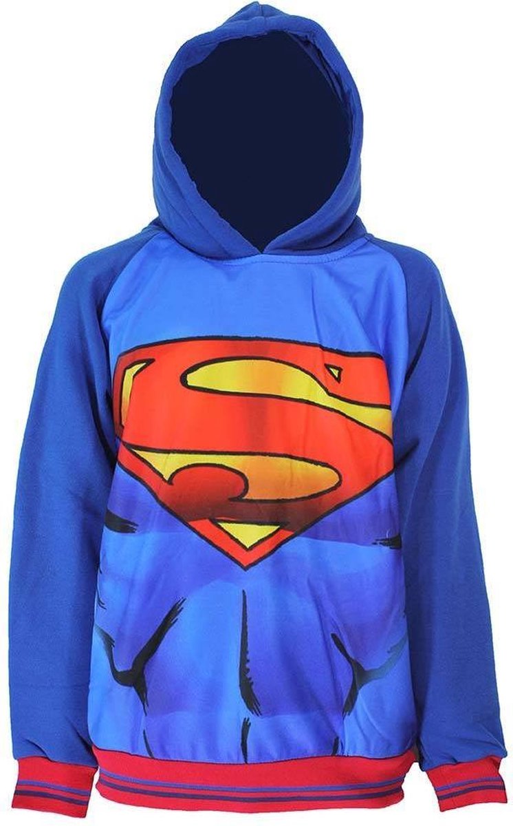 | Superman Kinder Hoodie Trui met Capuchon Blauw DC Comics Superman Kids Hoodie Sweater Grijs