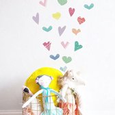 Muurstickers Kinderkamer & Babykamer - Wanddecoratie - Hart - Hartjes - Kleurrijk - 24 stuks