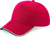 Senvi Puur Katoenen Cap met gekleurde rand - Kleur Rood/Zwart/Wit