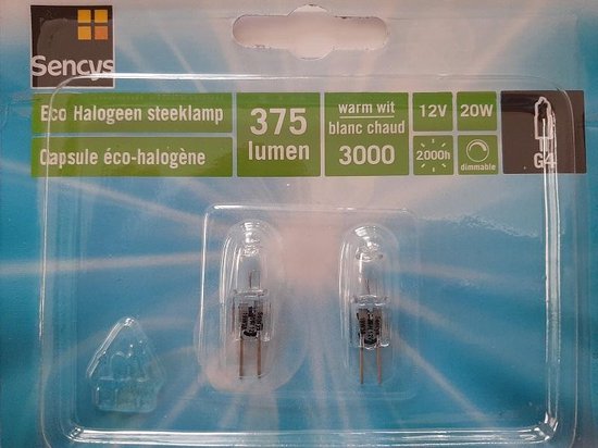 2 G4 20 Watt Steeklampjes Sencys 20 Watt 375 Lumen Steeklamp Halogeen  Dimbaar - G4... | bol.com