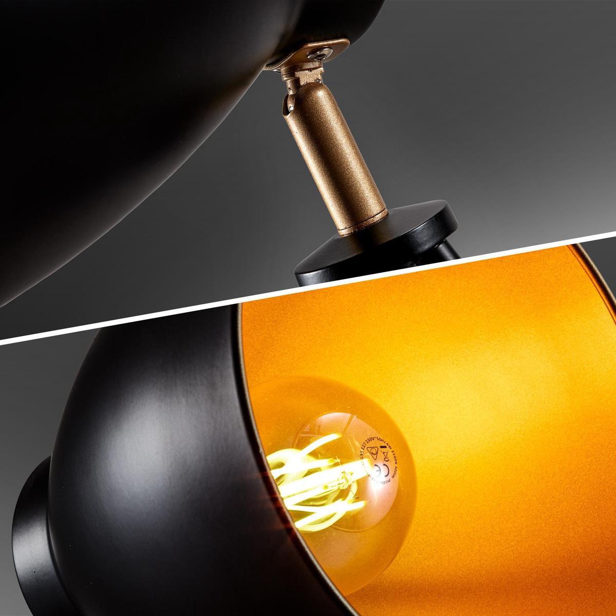 B.K.LICHT - Vloerlamp - voor woonkamer - zwart gouden staande lamp - industriële staanlamp - E27 fitting leeslamp - h: 136cm thumbnail 4