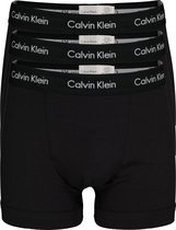 Calvin Klein trunks (3-pack) - heren boxers normale lengte - zwart met zwarte band - Maat: XL
