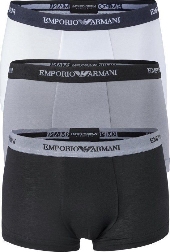 Emporio Armani Trunk Boxershorts (3-pack) - Sportonderbroek - Mannen - Maat L - Zwart/Grijs/Wit