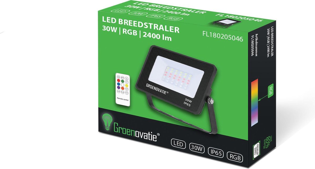Groenovatie LED Breedstraler - 30W - Waterdicht IP65 - 175x154x25 mm -  Compact - RGB | bol.com