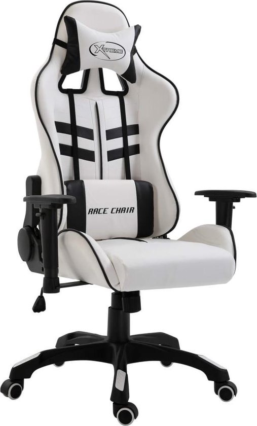 Luxe Gamestoel Zwart Wit (Incl LW Fleece deken) - Stoel - Gaming Chair -... | bol.com