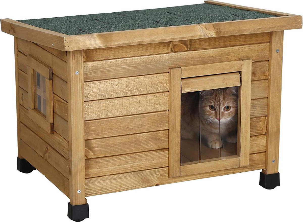 tarief bunker Roeispaan Rexa® Kattenhuisje van dennenhout 57x45x43cm | Kattenmand voor buiten of in  huis |... | bol.com