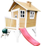 AXI Robin Maison Enfant avec Toboggan Rouge - Aire de Jeux pour l'extérieur en marron & blanc - Maisonnette / Cabane de Jeu en Bois FSC