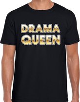 Fout Drama Queen t-shirt  zwart met goud voor heren - fun tekst shirt M