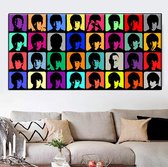 Canvas Schilderij * Andy Warhol 32x The Beatles * - Groot Formaat - Modern Grafisch - Kleur - 70 x 140 cm