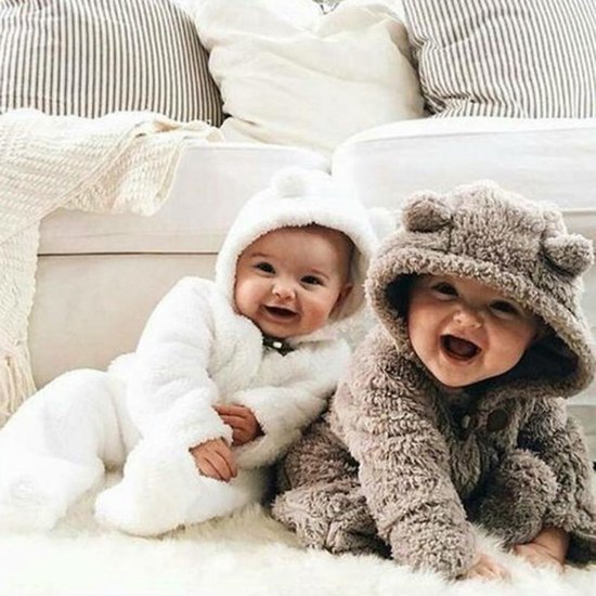 Budino Baby Pyjama Romper Onesie Beer Dier - Wit - 12 mnd van Budino — afbeelding 5