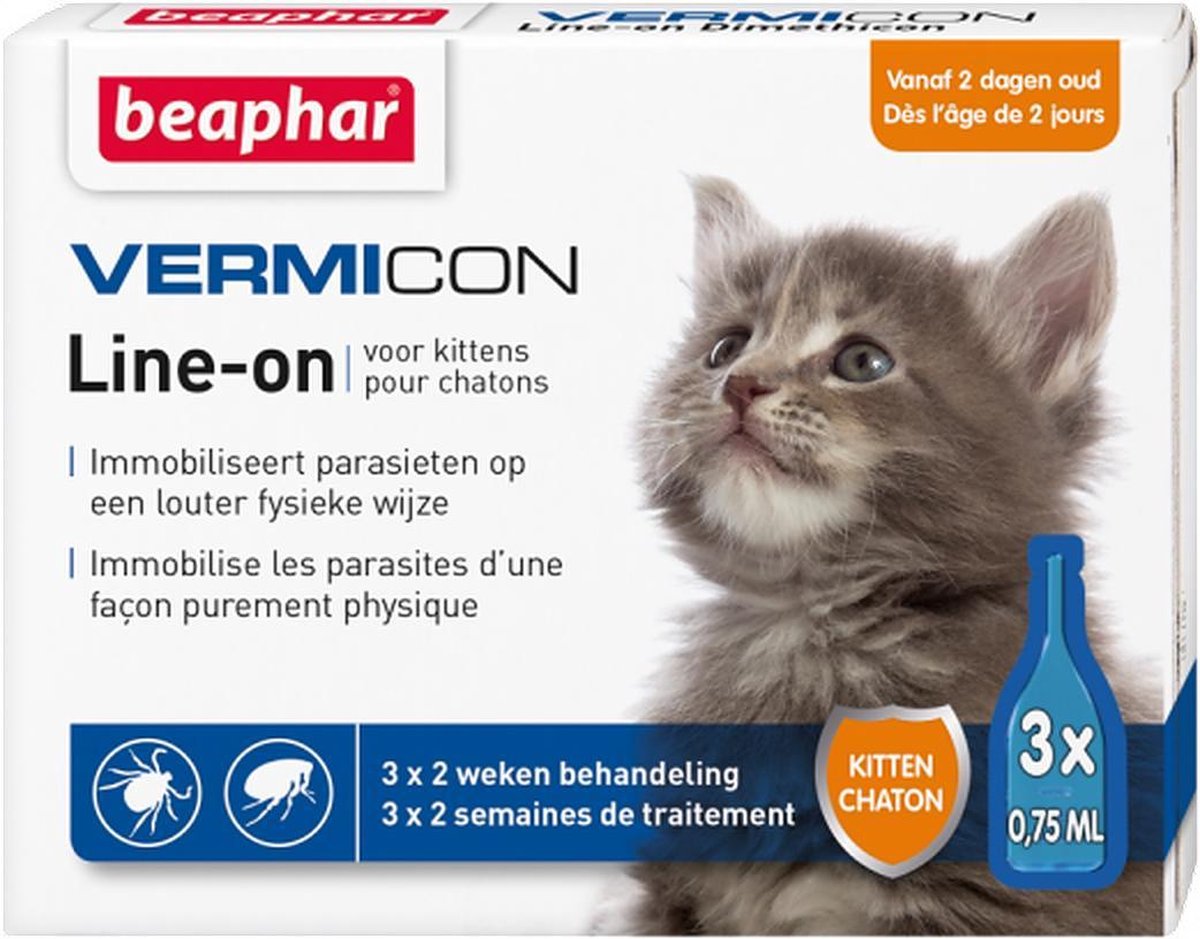 Het is goedkoop Groet Bij naam Vlooien-Tekendruppels Vermicon Line-On kitten 3x0,75ml | bol.com