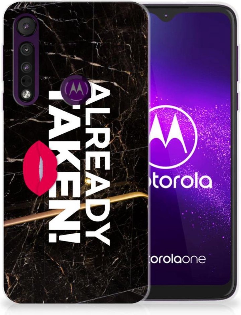 Motorola One Macro Siliconen hoesje met naam Already Taken Black