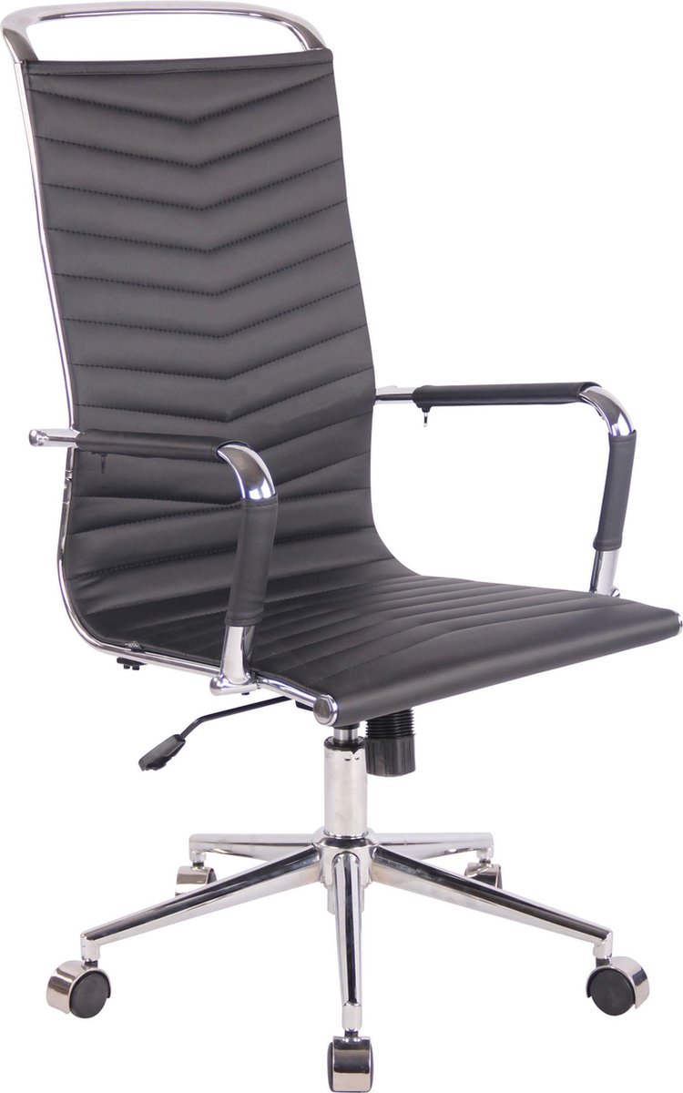 Bureaustoel - Bureaustoelen voor volwassenen - Hoge rugleuning - In hoogte verstelbaar - Kunstleer - Zwart - 57x65x120 cm