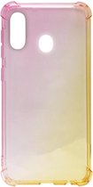 ADEL Siliconen Back Cover Softcase Hoesje Geschikt voor Samsung Galaxy A40 - Kleurovergang Roze en Geel