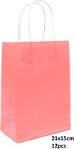 Dielay - Cadeautas - Giftbag Papier - Set van 12 Stuks - 21x15 cm - Roze