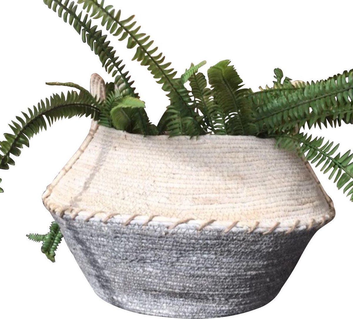 Rasteli Mand-Plantenbak Wit-Grijs-Natural D 47cm H 34cm