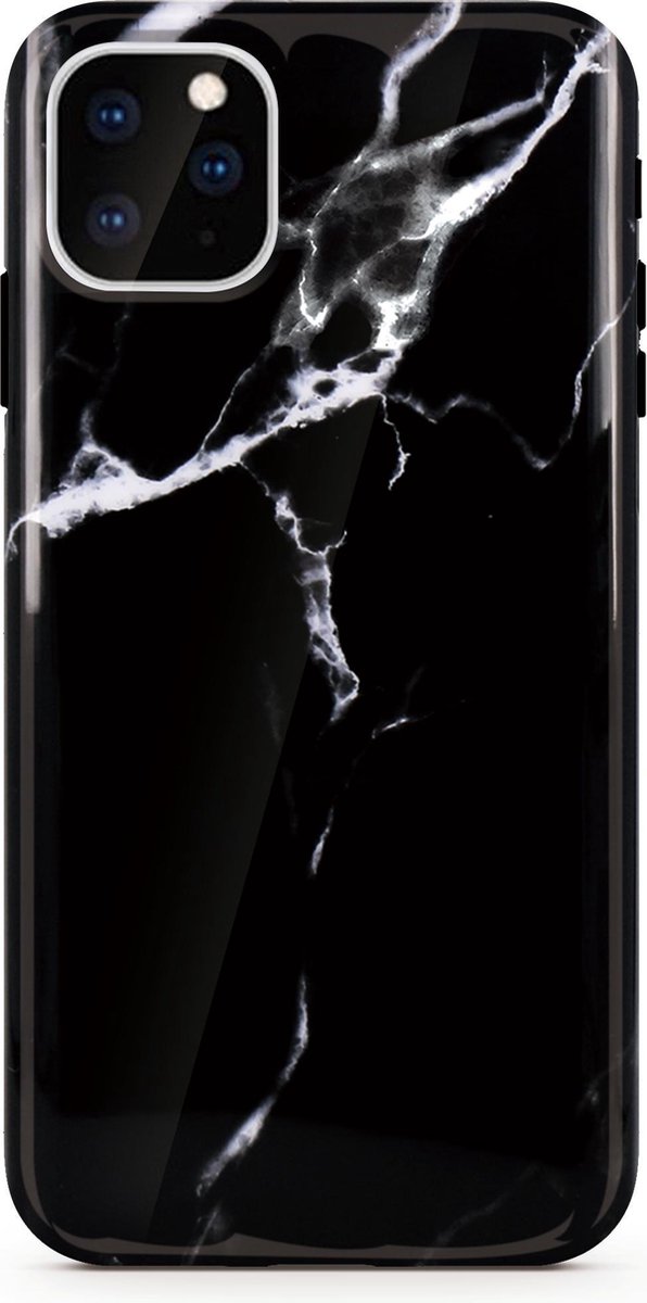 iPhone 11 Hoesje – Siliconen Case Marmer Design – Zwart