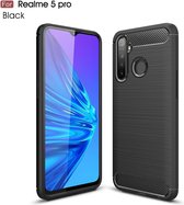 Oppo Realme 5 Pro Carbone Brushed Tpu Zwart Cover Case Hoesje CB