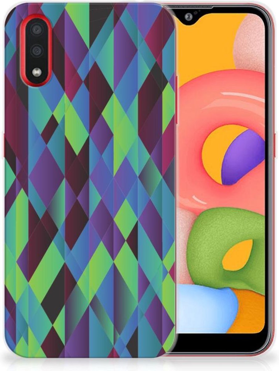Samsung Galaxy A01 TPU Hoesje Abstract Green Blue